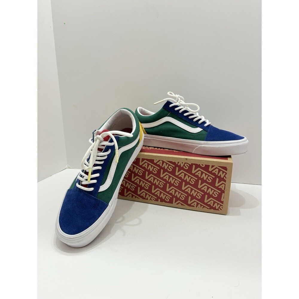 Vans Old Skool Yacht Club M 7.5 W9 Blue Yellow Green Suede Canvas Sneakers